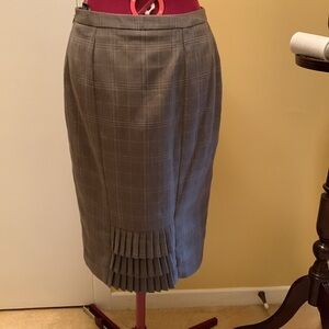 Jessica Gray Plaid Back Kick Pleats Pencil Skirt